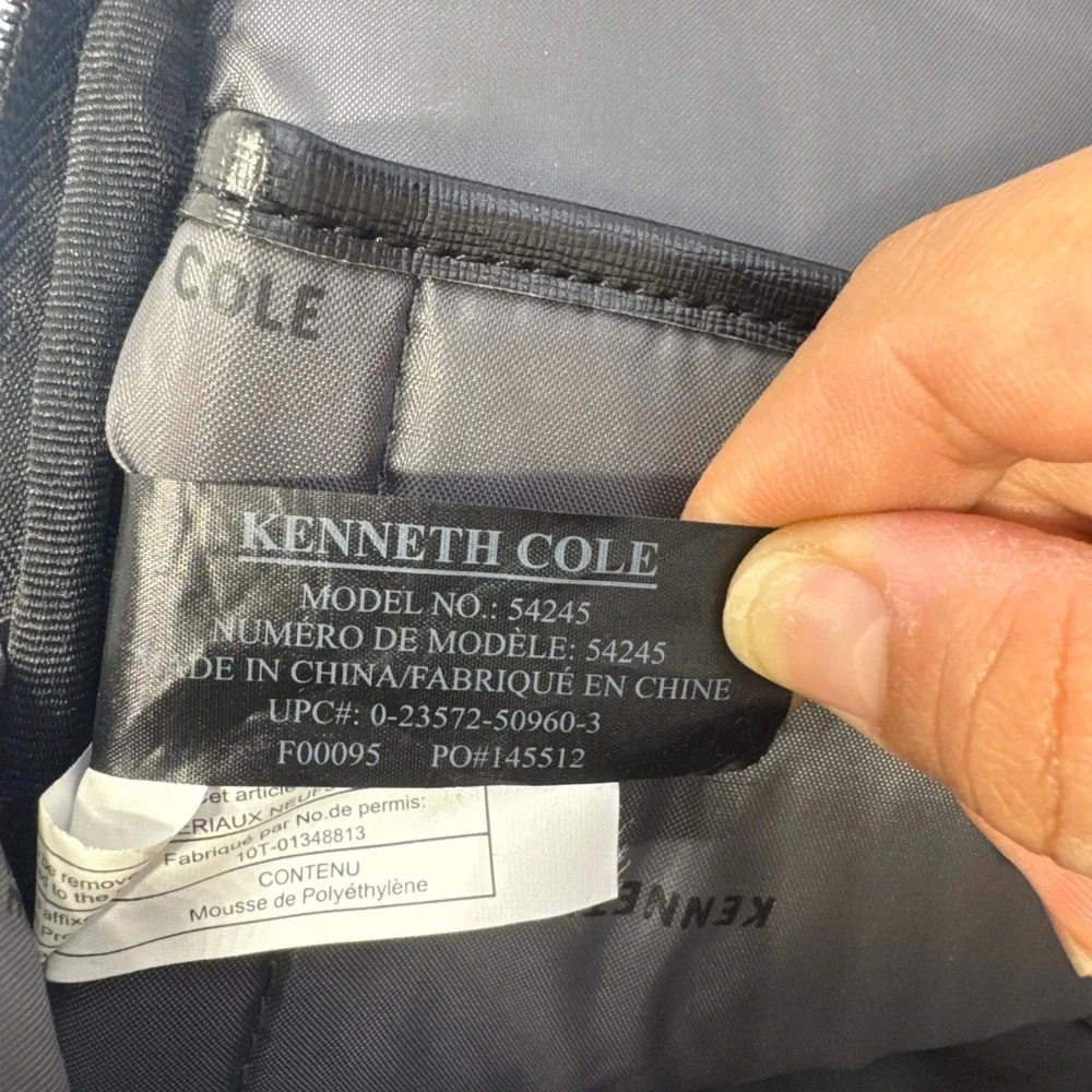 Kenneth Cole Reaction Mens Black Faux Leather Laptop Messenger Bag Briefcase
